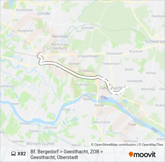 X82 Bus Line Map