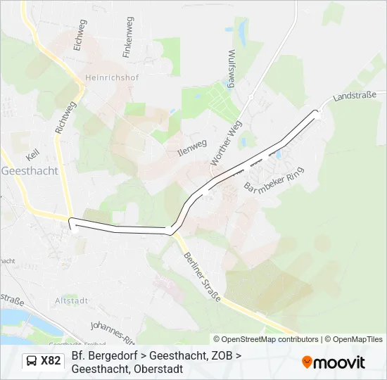 X82 Bus Line Map
