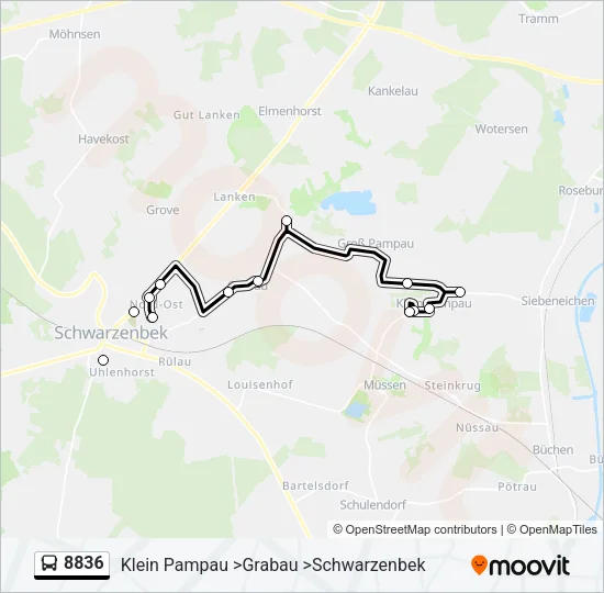 Автобус 8836: карта маршрута