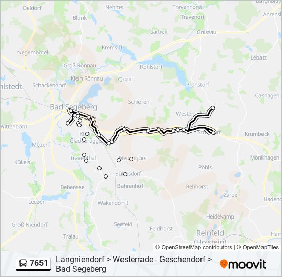 Автобус 7651: карта маршрута