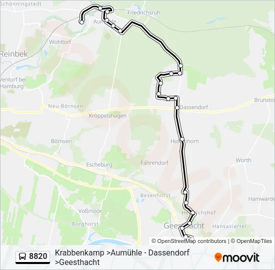 Автобус 8820: карта маршрута