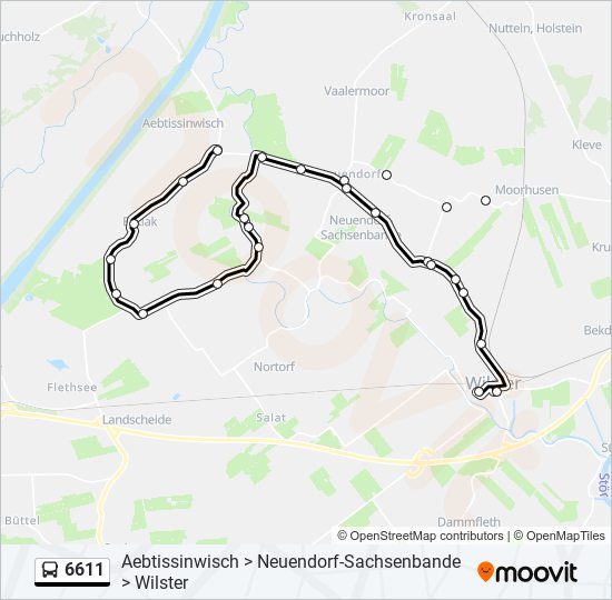 6611 bus Line Map