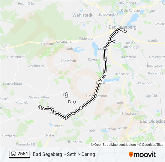 Автобус 7551: карта маршрута