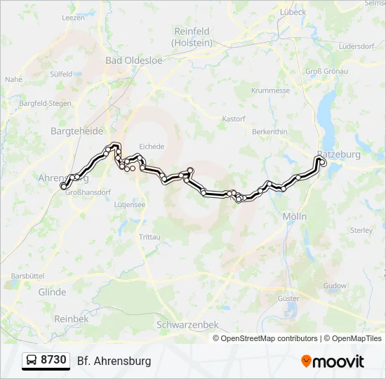 Автобус 8730: карта маршрута
