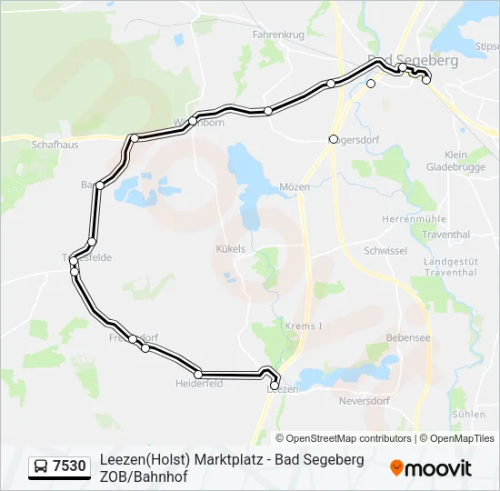 Автобус 7530: карта маршрута