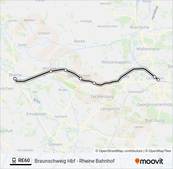 Поезд RE60: карта маршрута