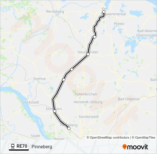 Поезд RE70: карта маршрута