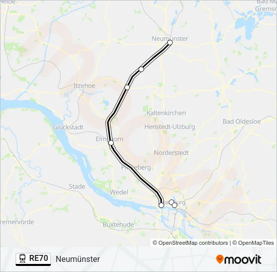 Поезд RE70: карта маршрута