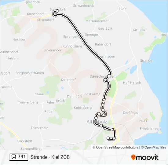 Автобус 741: карта маршрута