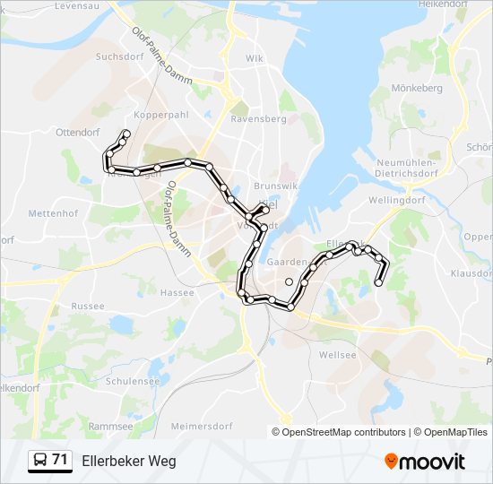 71 bus Line Map