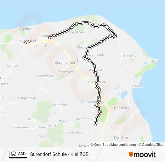 Автобус 740: карта маршрута