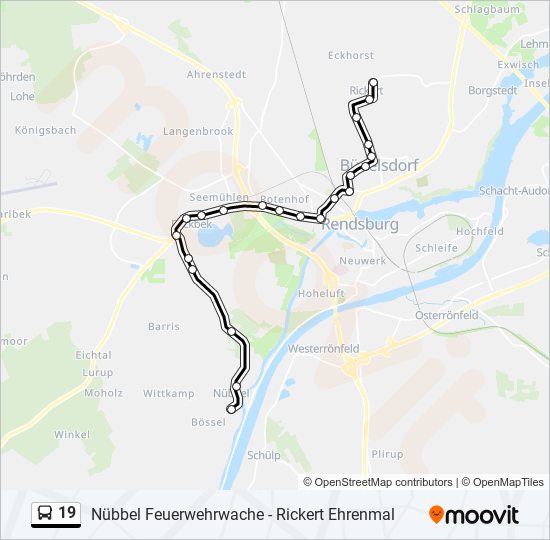 19 bus Line Map