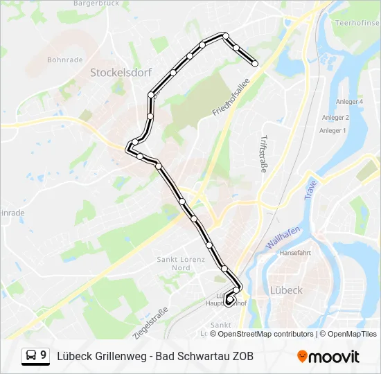 Автобус 9: карта маршрута