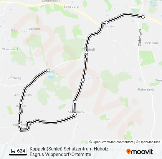 Автобус 624: карта маршрута
