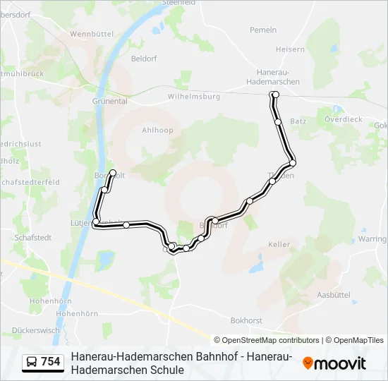 754 Bus Line Map