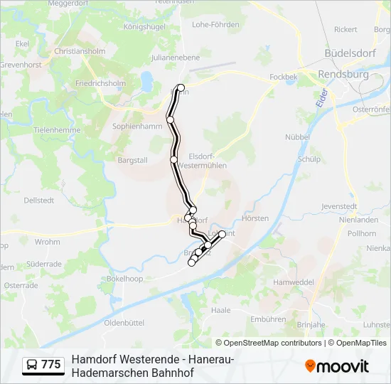 Автобус 775: карта маршрута