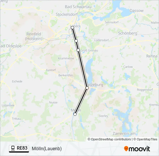 Поезд RE83: карта маршрута