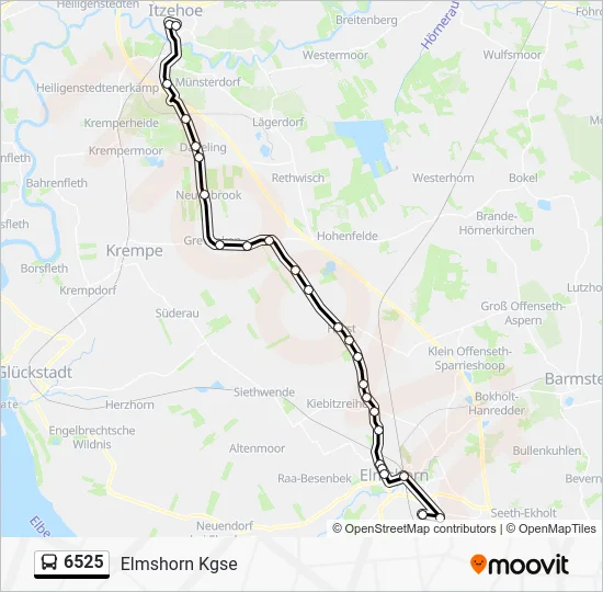 Автобус 6525: карта маршрута