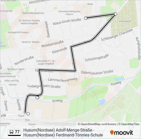 Автобус 77: карта маршрута