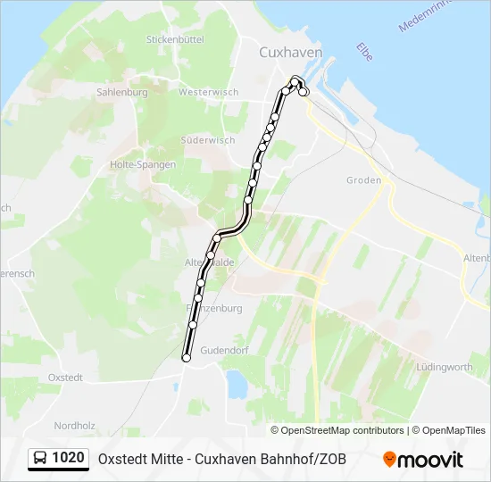 Автобус 1020: карта маршрута