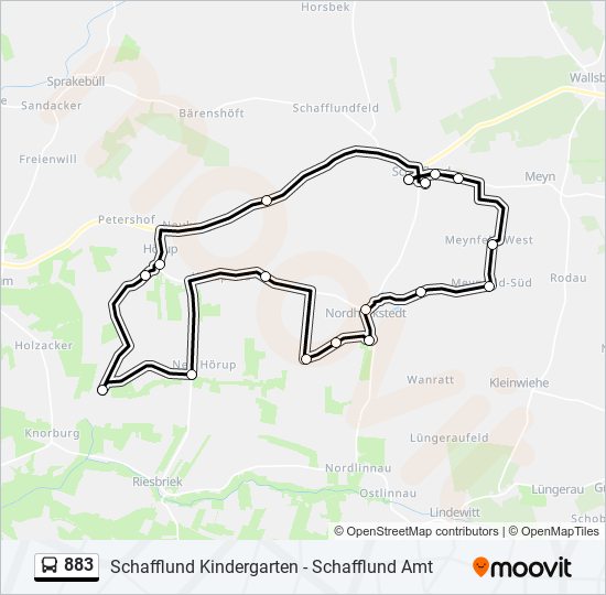 883 bus Line Map