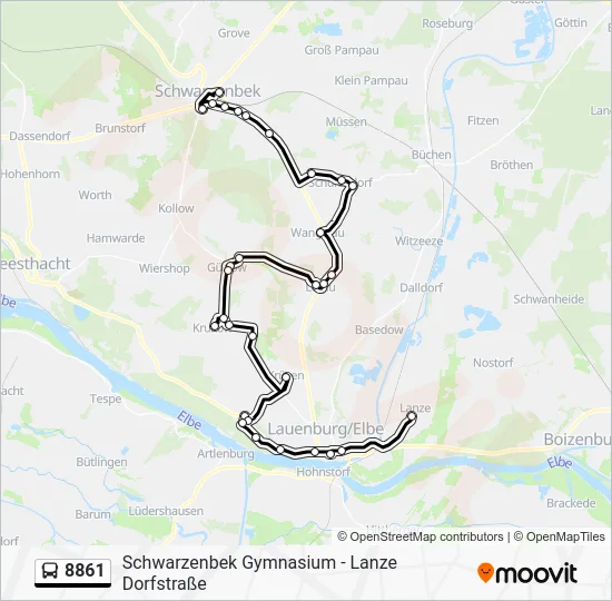 Автобус 8861: карта маршрута