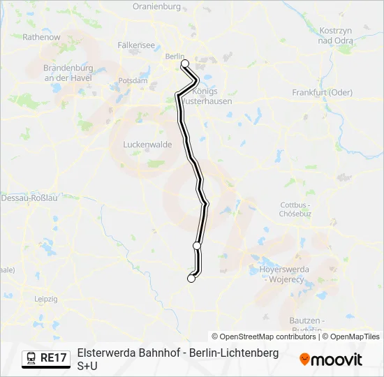 Поезд RE17: карта маршрута