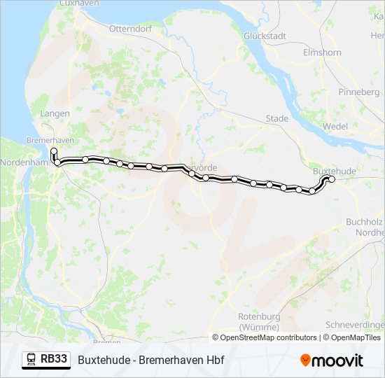 Bahnlinie RB33 Karte