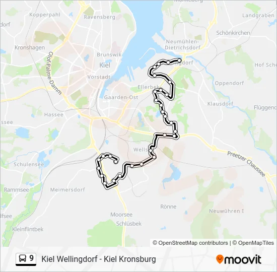 Автобус 9: карта маршрута