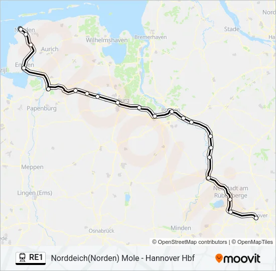 RE1 Train Line Map