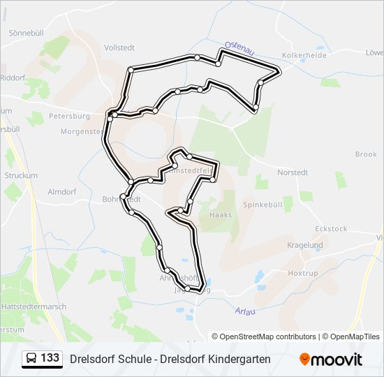 133 bus Line Map