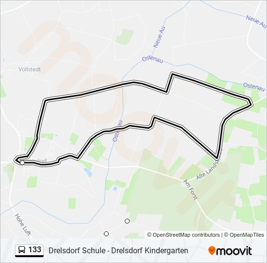 133 bus Line Map