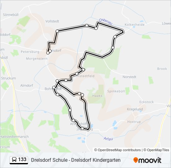 133 bus Line Map