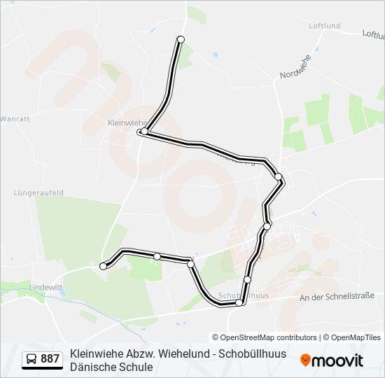 887 bus Line Map