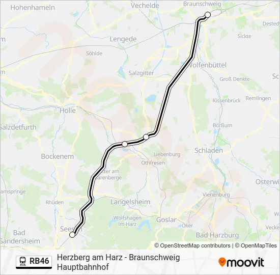 Поезд RB46: карта маршрута