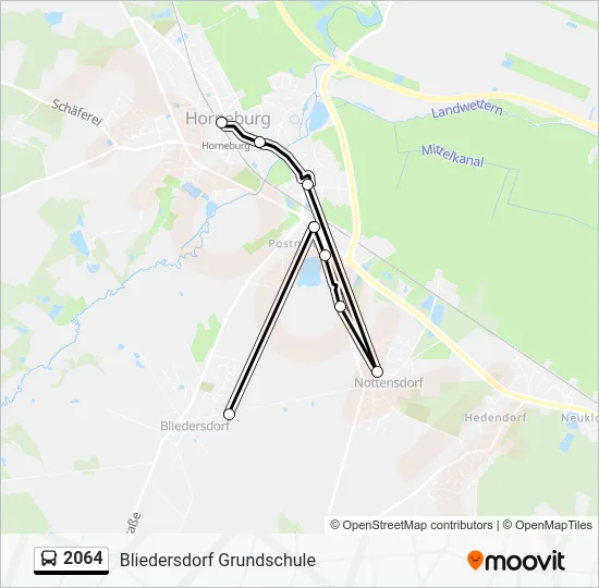 Автобус 2064: карта маршрута