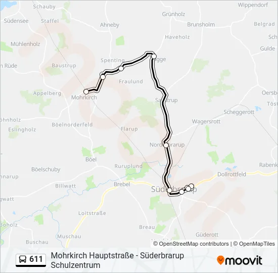 Автобус 611: карта маршрута
