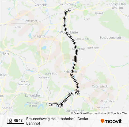 Поезд RB43: карта маршрута