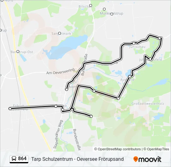 Автобус 864: карта маршрута