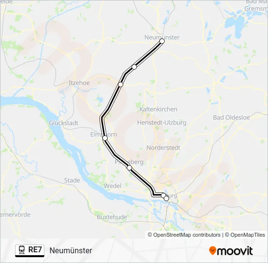 Поезд RE7: карта маршрута