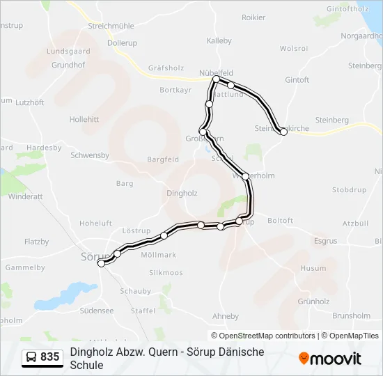 835 Bus Line Map