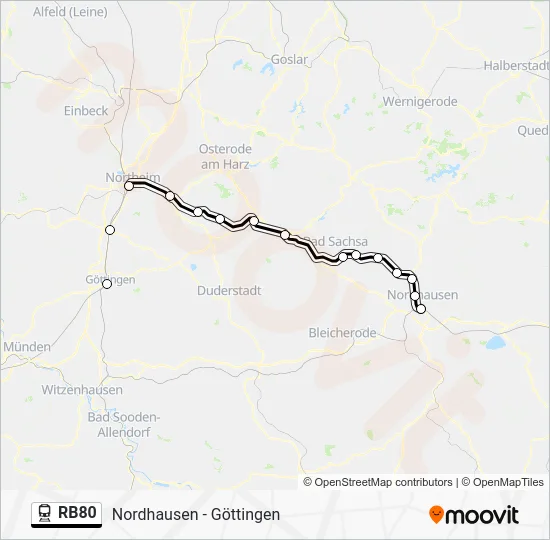 Поезд RB80: карта маршрута