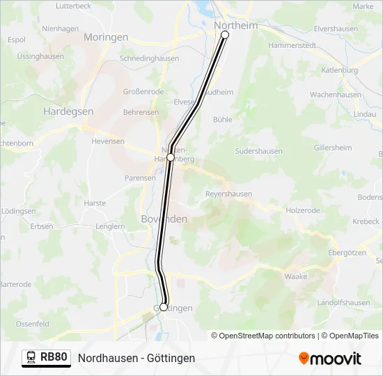 Поезд RB80: карта маршрута