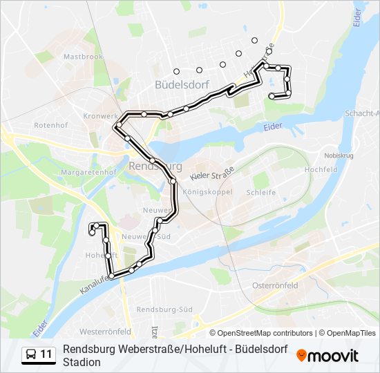 11 Route: Fahrpläne, Haltestellen & Karten - Büdelsdorf Stadion (Aktualisiert)