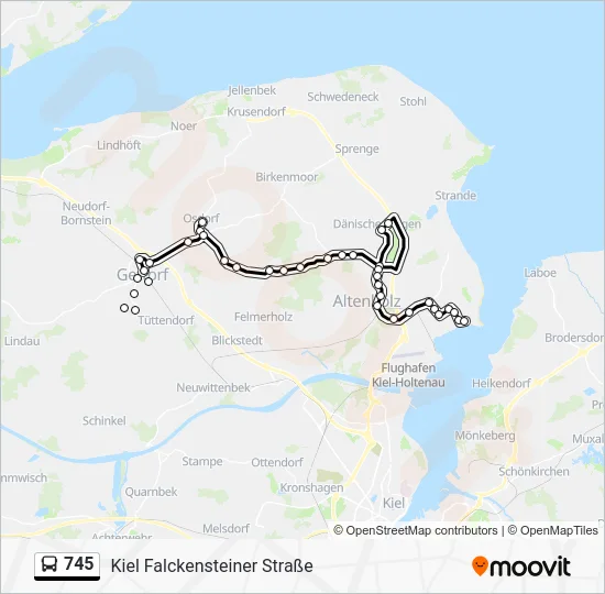 Автобус 745: карта маршрута