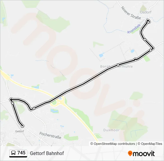 Автобус 745: карта маршрута