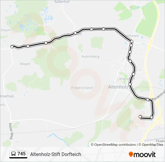 Автобус 745: карта маршрута