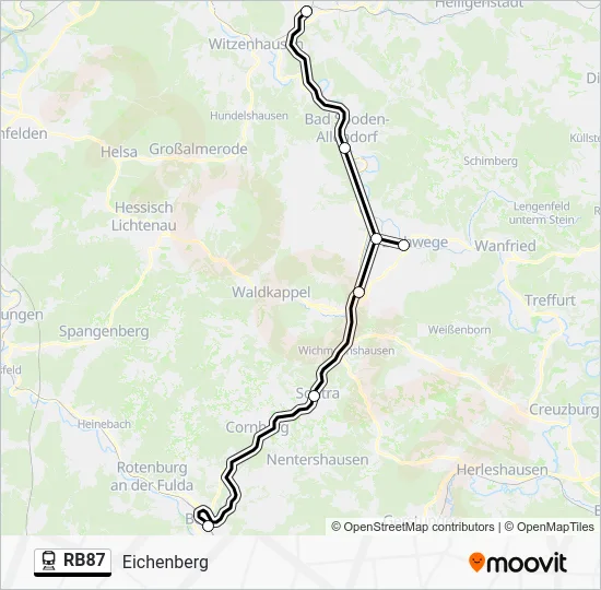 Поезд RB87: карта маршрута