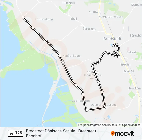 128 Bus Line Map