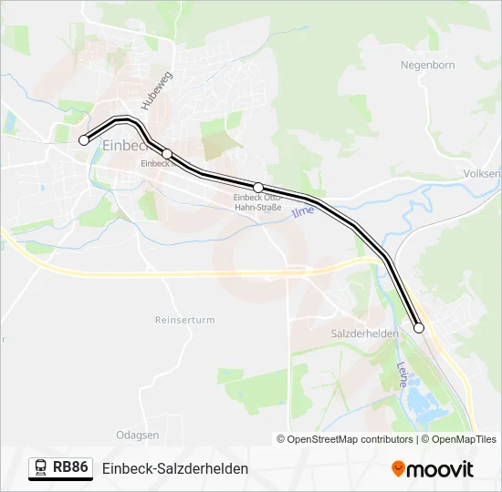 Поезд RB86: карта маршрута